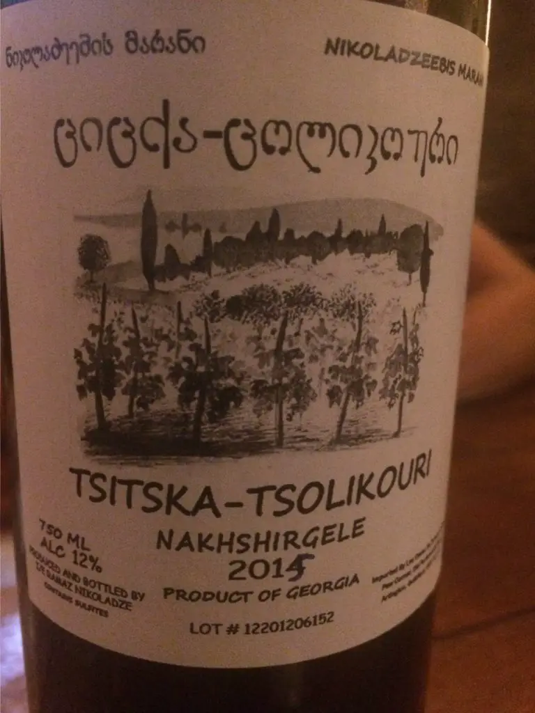 Ramaz Nikoladze Wine Cellar, Tsitska-Tsolikouri 2015 