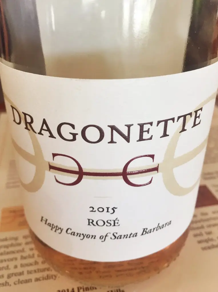 Dragonette Cellars, Rose, 2015 wines from santa barbara