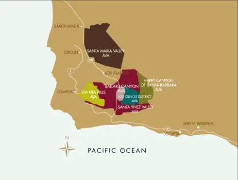 santa barbara county wine tasting map
