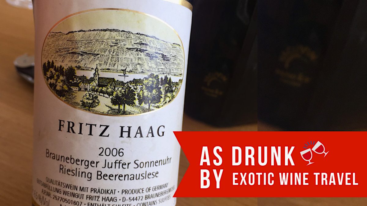 Fritz Haag Brauneberger Juffer Sonnenuhr Riesling Beerenauslese Pradikat