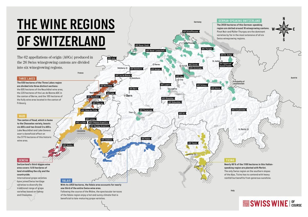 Swiss Wine, The wine regions of Switzerland