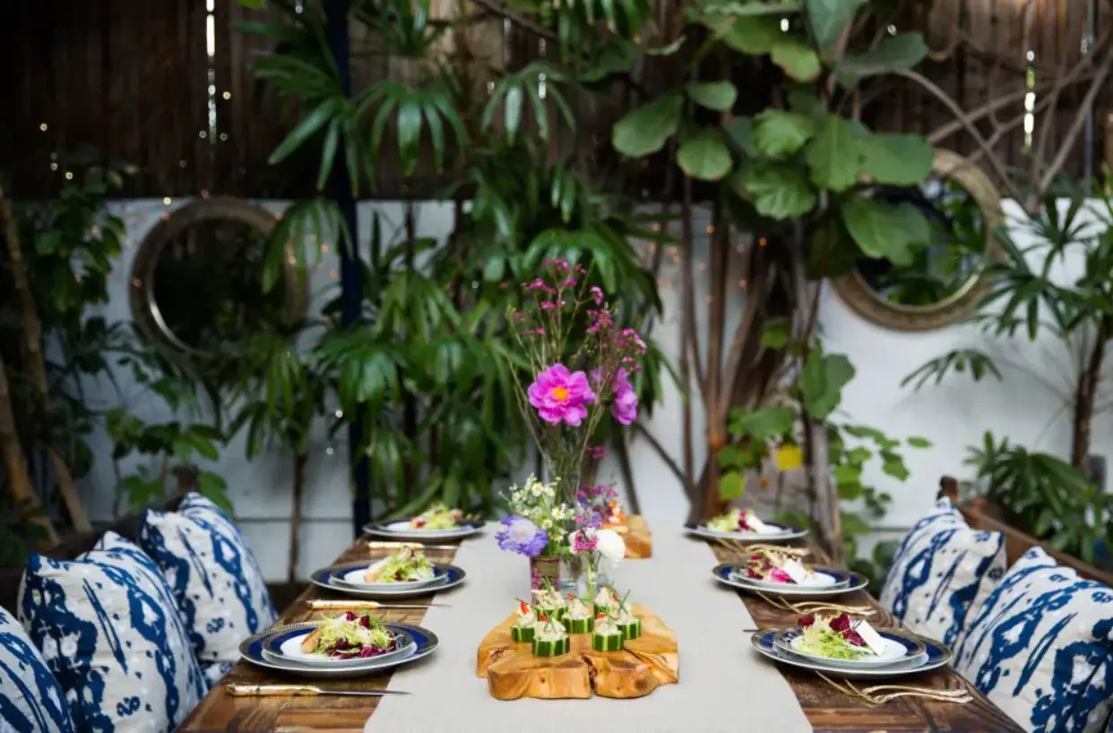 Image of a table with served dishes at The Little Door restaurant