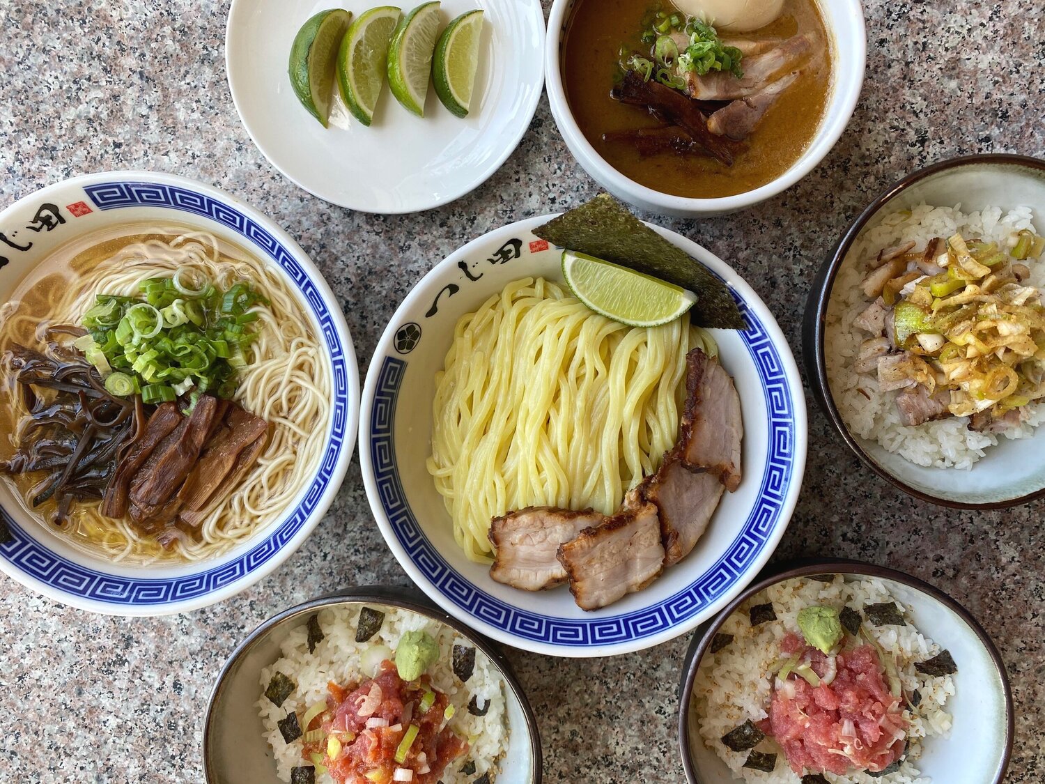 Image of various dishes at Tsujita LA restaurant