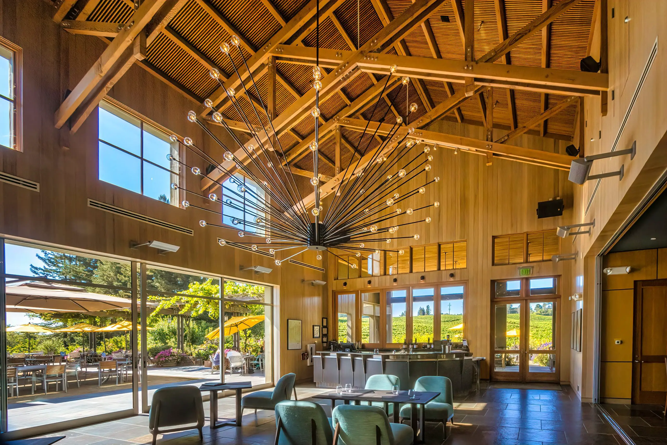 Image of a interior of a tasting room at Lynmar Estate Winery