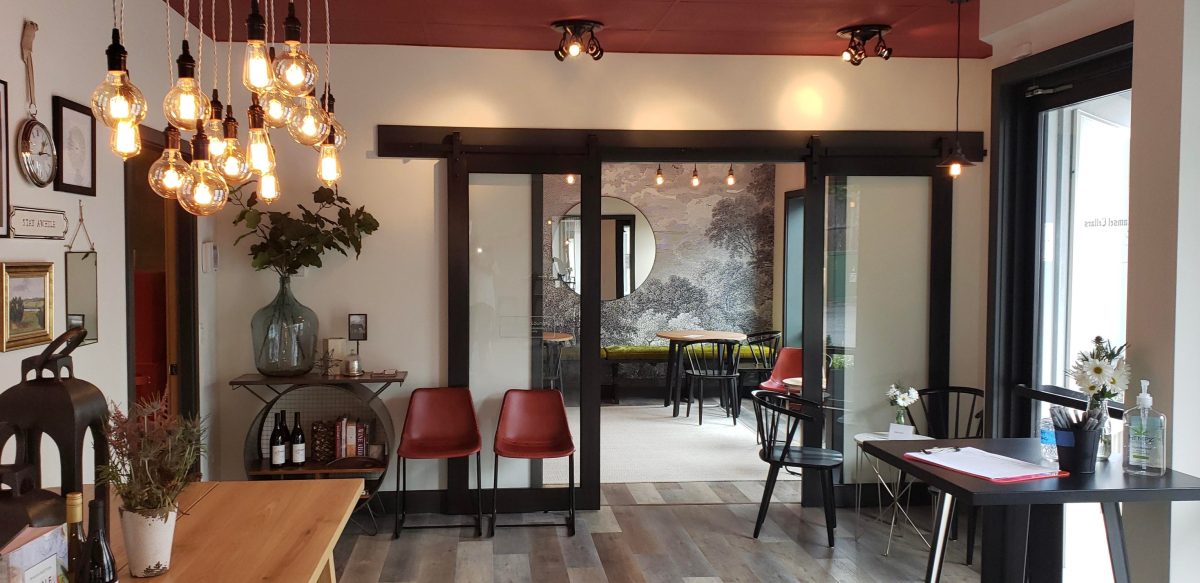 Interior of a Damsel Cellars wine tasting room