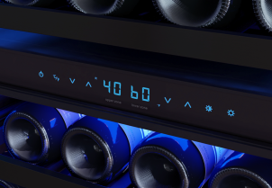 Zephyr Dual Zone Wine Fridge 3-Color Electronic Touch Controls in Deep Blue